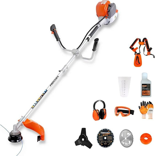 PROYAMA 40cc Gas Powered Brush Cutter, 4-Cycle Heavy Duty Weed Eater, 3 in 1 Dual Line Gas String Trimmer and Grass Trimmer, Weed Wacker