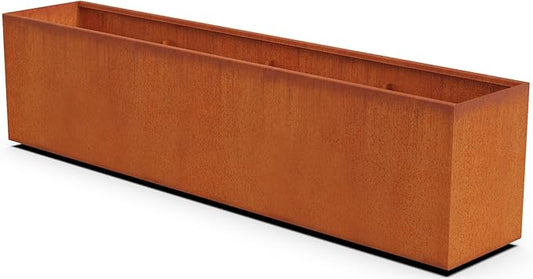 Plantercraft Large Rectangular Planters for Outdoor Plants | 96x18x24 Corten Steel Planter Box for Commercial & Residential Use | Extra Large Planters Outdoor, Fully Welded Heavy-Duty Metal