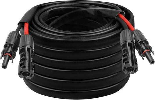 8AWG Solar Cable - 50FT Solar Panel Extension Cord 8 Gauge PV Wire with Flame Retardant Protective Sleeving Female & Male Waterproof Connector for RV, Photovoltaic Systems, Solar Panels (50 Feet)