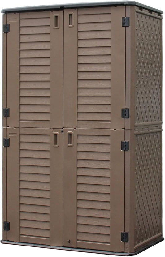 ADDOK Resin Storage Shed Lockable,Outdoor Storage Cabinet Weather Resistance, Outdoor Sheds for Backyards, Patio, Garden 52 Cu.ft