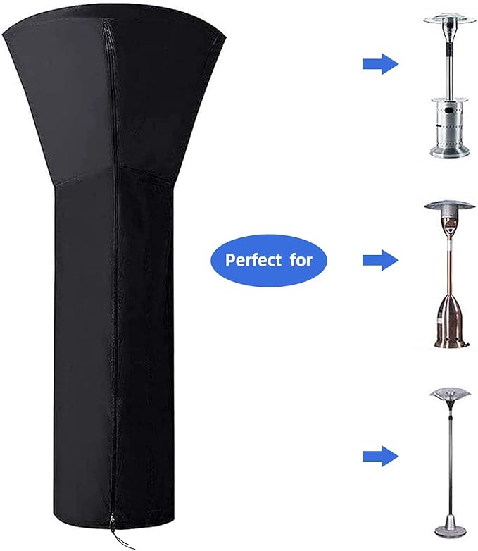 420D Patio Heater Cover, Waterproof with Zipper, Outdoor Propane Heater Cover for 24 Months of Use - Size 89" Hx33 Dx19 B Round - Black (2Pack)