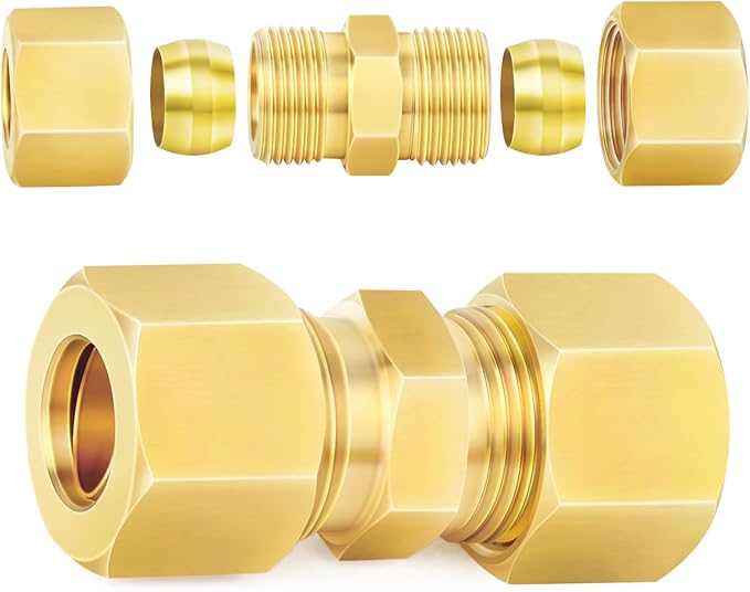 ChillWaves Brass Compression Tube Fitting, 5/8" OD x 5/8" OD Compression Union Connector(2-PACK)