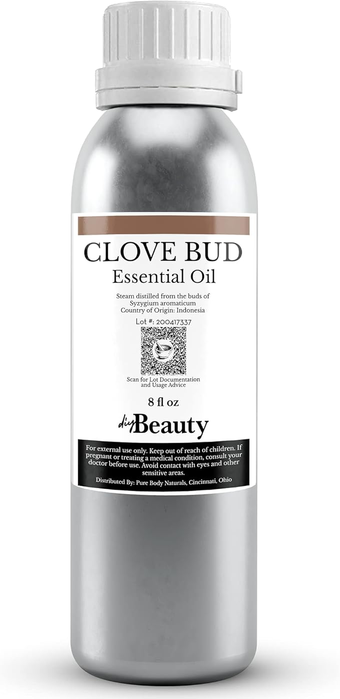 Bulk Clove Essential Oil - 8 Fl Oz - Large Size Bottle - 100% Pure & Undiluted Therapeutic Grade - High Eugenol Content - Steam Distilled from Clove Bud, not Clove Leaf