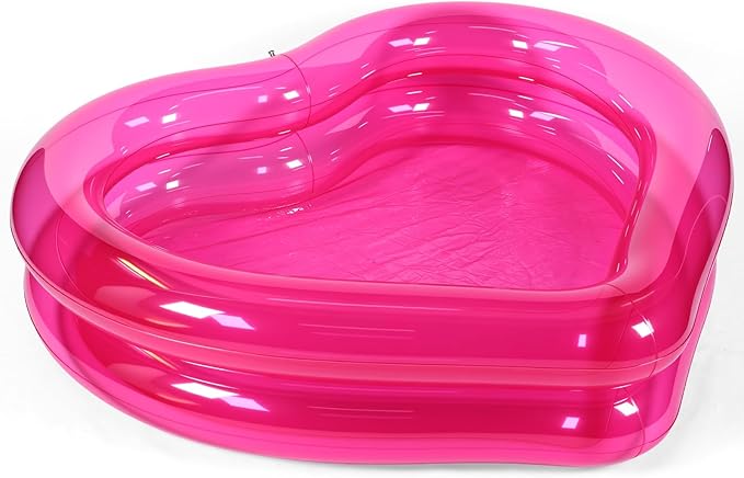 Skylety Giant Heart Inflatable Swimming Pool, Year-Round Fun for Ball Pits, Fits 2-3 Adults with Patches, Swimming Pools, a Summer Pool Party and The Beach Date Night(Pink)