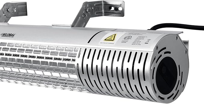 Global Industrial Infrared Patio Heater W/Remote Control, Wall/Ceiling Mount, 1500W, 120V