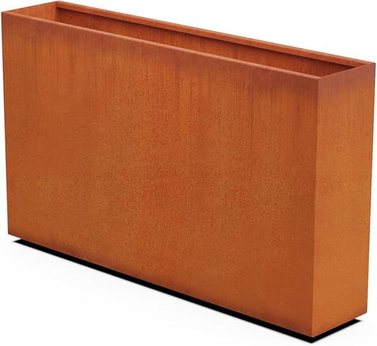 Plantercraft Large Rectangular Planters for Outdoor Plants | 60x12x36 Inch Corten Steel Planter | Extra Large Outdoor Planter Box for Patio Privacy Screen or Deck Divider | Heavy Duty Metal Planter