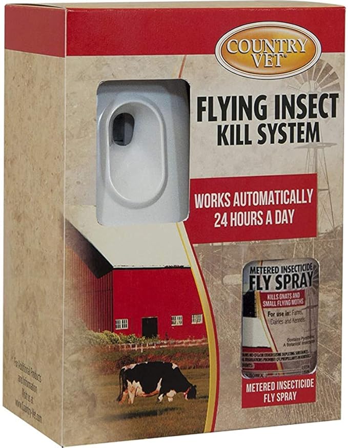 Country Vet Flying Insect Kill System II Metered Dispenser - (Case of 6) 321996CVB - Dispenses Country Vet Bug Control and Air Freshening Products, Kills Gnats and Small Flying Moths