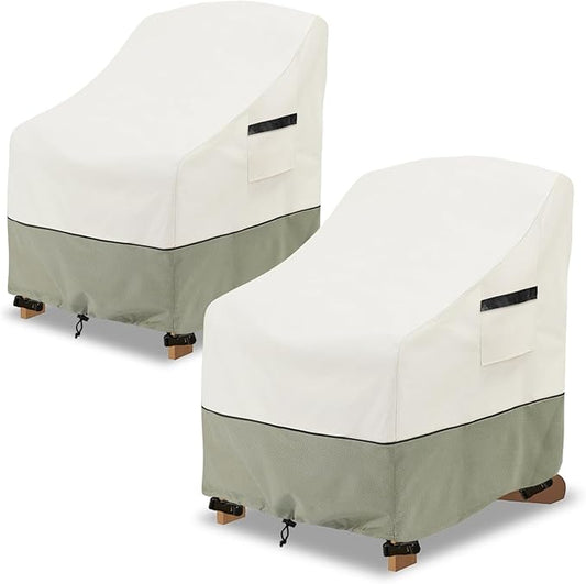 Patio Adirondack Chair Cover 2 Pack,Waterproof Heavy Duty Outdoor Chair Covers,Patio Adirondack Chair Cover for Outdoor Chair(30W x 34 D x 36 H inches),White&Grayish Green