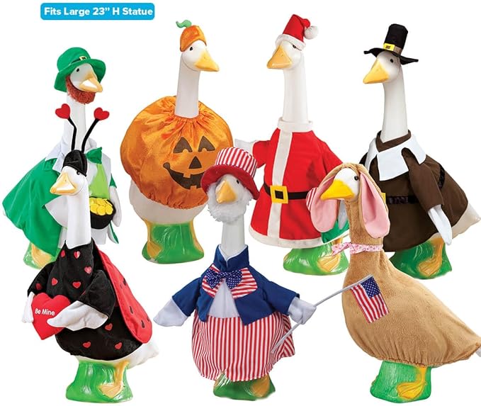 Fox Valley Traders Gaggleville All Seasons Goose Outfit Bundle - Includes 7 Seasonal Outfits, Fits Large 23" H Statue