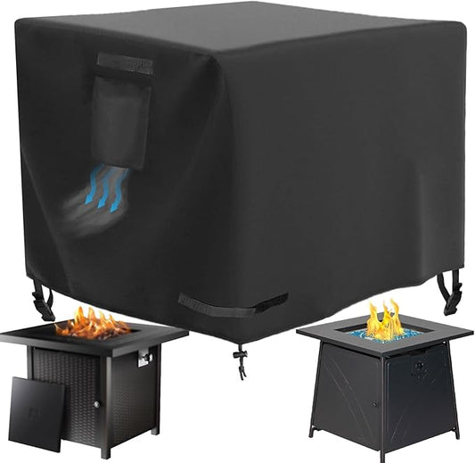 Square Gas Fire Pit Cover 30 x 30 x 25 Inch, Waterproof & 600D Heavy Duty Fire Table Cover, Compatible with Ciays, Xbeauty, BALI OUTDOORS and more 28x28, 30x30 Inch Patio Propane Firepits