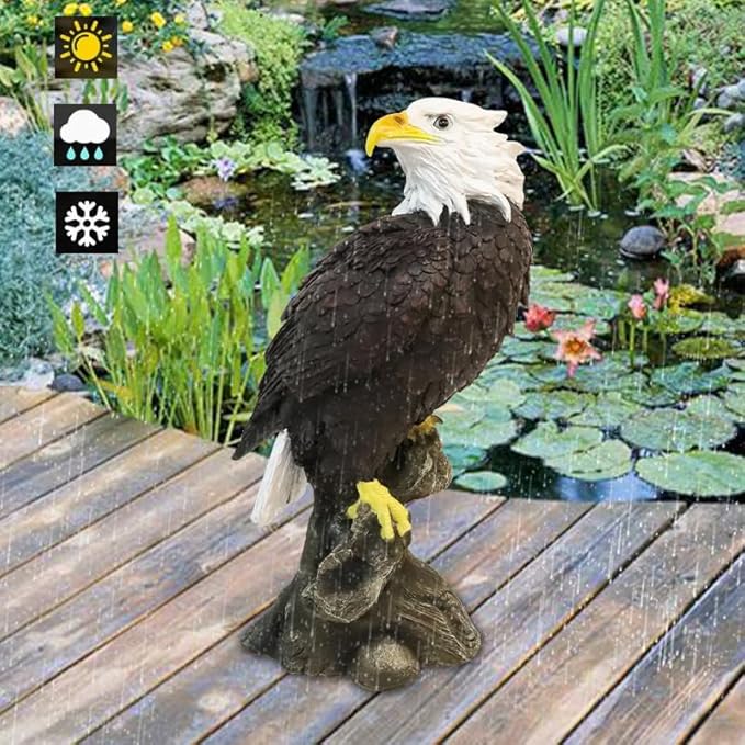 VV-Ladybug Garden Decor Sculptures Statues Outdoor, Bald Eagle Statue Christmas Animal Decoration, Home Patio Decor Gardening Gifts for Porch,12.99Inch Tall