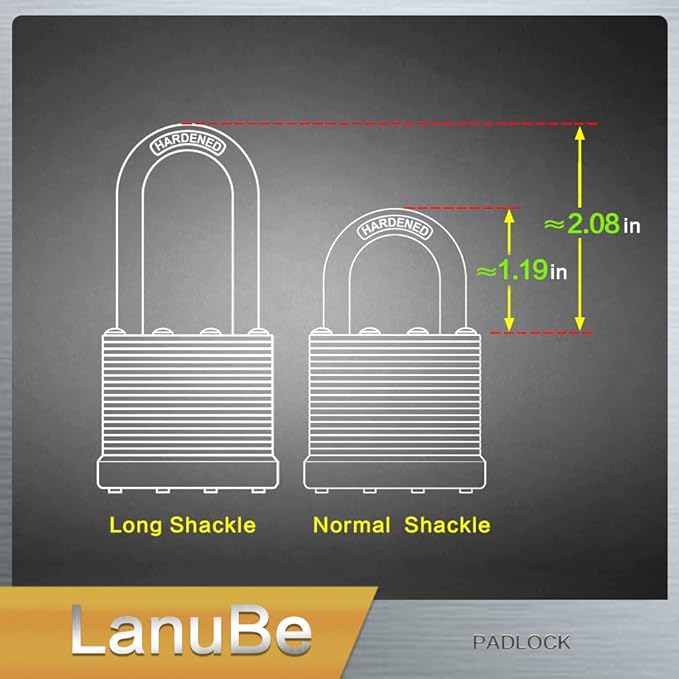 LanuBe Lock Laminated keyed Padlock (1-9/16", 40mm), keyed Alike Locks, Normal Shackle,Marked Black Plastic Hoop, Pack of 24
