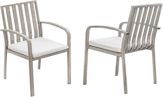 SEEHILL Patio Dining Chairs Set of 2, Aluminum Outdoor Dining Chairs with Thick Cushions, Deep Seating Outdoor Patio Chairs for Table, Sturdy Patio Furniture for Deck, Balcony, Garden, Limed Oak