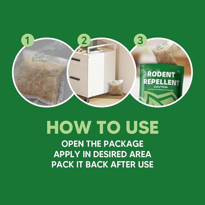 Rodent Repellent, Mouse Repellent Pouches, Mice Repellent Indoor, Rat Repellant for House, Mice Deterrent, Keep Mice Away, Extra-Strength Peppermint Effective for 80 ft² and 90 days-2P