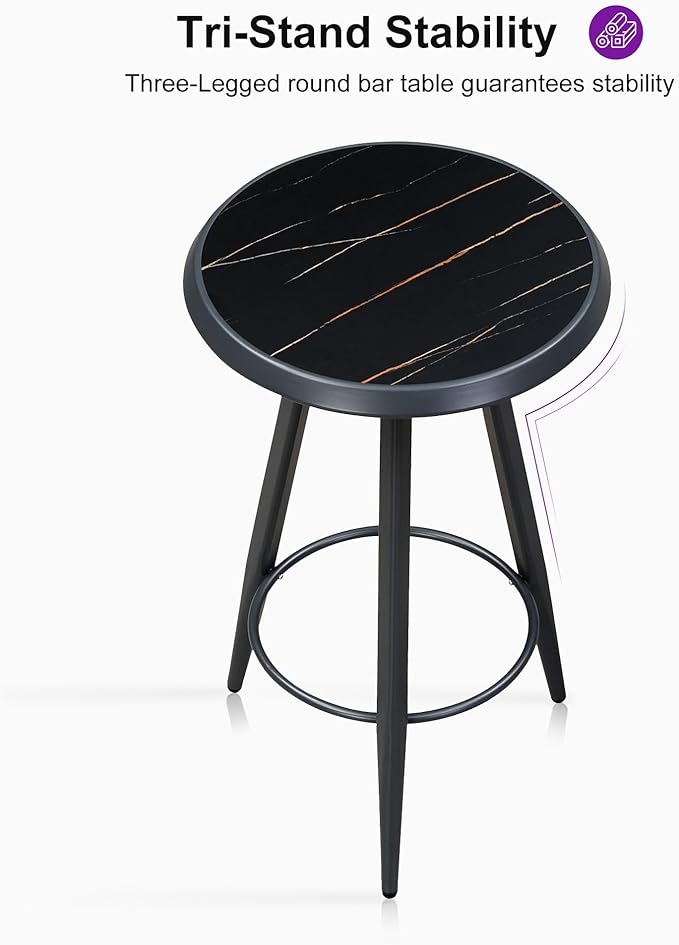 PURPLE LEAF Outdoor Bar Stools Set of 3 Wicker Bar Stools Woven Bar Height Stool Bar Chairs Aluminum Barstool with Table for Patio Kitchen Island Lawn Grey