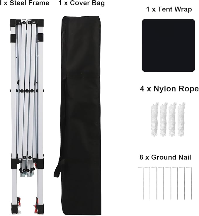 Northroad 8X8 FT Pop Up Canopy, Outdoor Instant Canopy Tent w/Carrying Bag, Portable Gazebo Shelter for Wedding Party,Commercial Event,Patio,Garden,Beach -Black