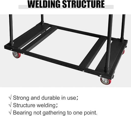Folding Table Cart Rack for 60" Round Tables, Heavy Duty Table Desk Trolley with Steel Frame & Rolling Casters, Party Event Hotel Furniture 10 Table Capacity,45.3 X 45.3 X 29.1