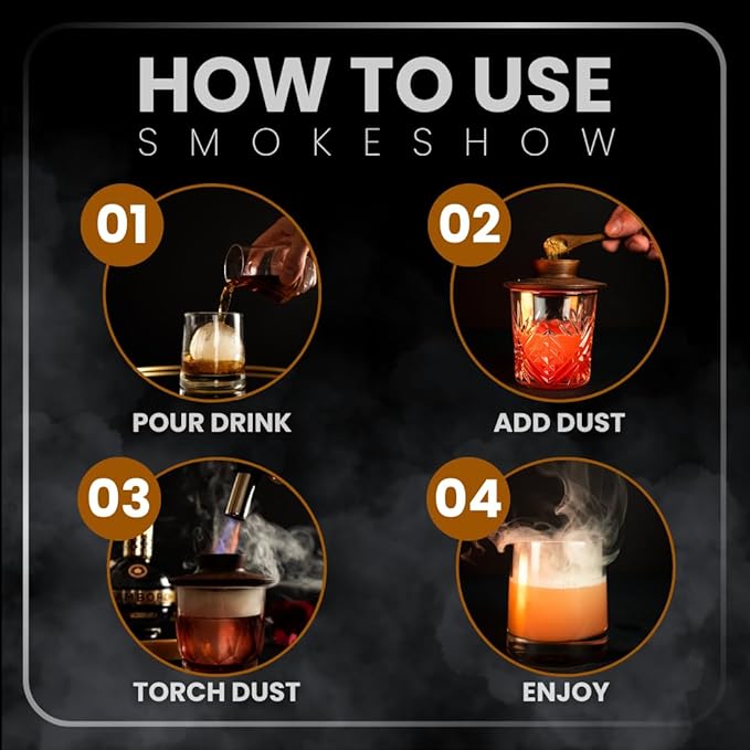Smokeshow Cocktail Smoker Bundle with Kitchen Torch, One Flavor of Wood Chips Mesquite (No Butane Included)