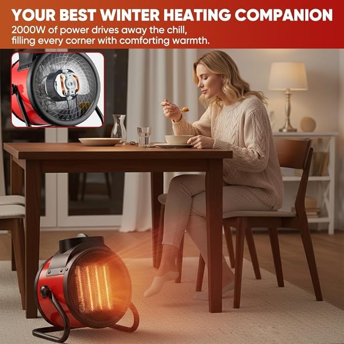 Saker 3000W Powerful Portable Heating Cannon for Outdoor&Indoor Use, PTC Electric Small Space Heater with 90° Adjustable Angle, Fast Heater for Greenhouse, Garage, Bedroom, Home Office (2 PC)