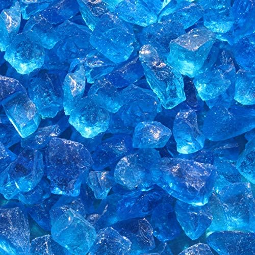 Fire Pit Glass - Fire Glass for Fire Pit - Firepit Glass Rock - Glass Stones - Fire Pit Glass Rocks - Gas & Propane Fire Pit & Fireplace Glass (50 Pound, Light Blue)