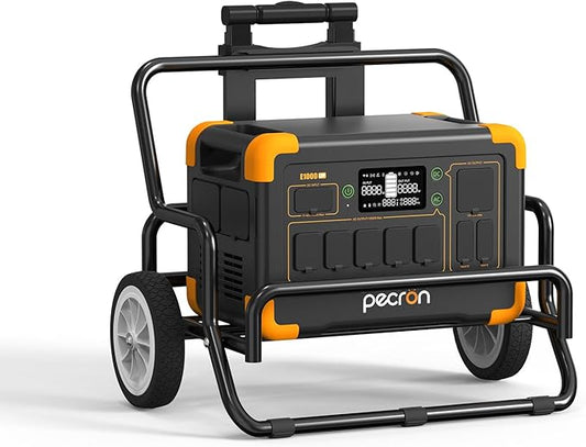 pecron 1800W Solar Generator with Trolley, 1024Wh Portable Power Station LiFePO4 Battery Backup, 100W USB-C Output Solar Generator, Fast Charging for Home Use, Camping, RV, Emergencies
