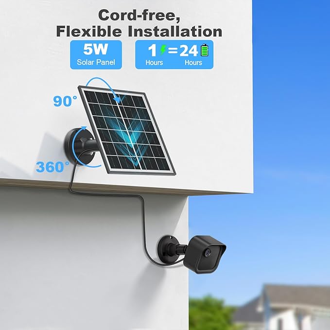 5 Pack 5W Solar Panel Charger Compatible with All-New Blink Outdoor 4 (4th Gen)/(3rd Gen) & Blink XT3/XT2/XT Cam, Power Your Blink Indoor or Outdoor Cam Continuously with 13.1 Ft Power Cable and Mount