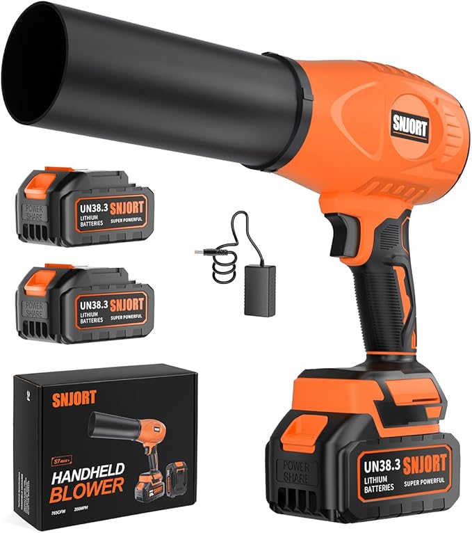 Leaf Blower Cordless with Battery and Charger, 980,000 RPM, Extended Nozzle, Blower for Patio Cleaning,Blowing Leaves and Dust，Birthday Gifts for Men Dad Husband (Persian Orange)