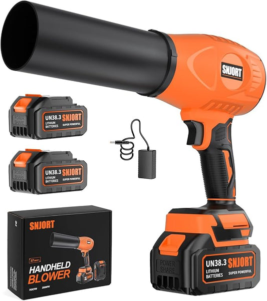 Leaf Blower Cordless with Battery and Charger, 980,000 RPM, Extended Nozzle, Blower for Patio Cleaning,Blowing Leaves and Dust，Birthday Gifts for Men Dad Husband (Persian Orange)