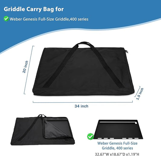 Griddle Cover for Weber Genesis 400 Series Griddle, Full-Size Storage Bag with Durable Handles, Flat Top Griddle Cover for Weber Griddle Insert Storage Carry Bag