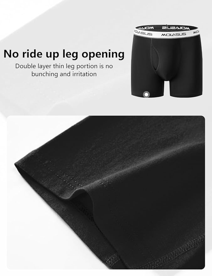 Molasus Boys Underwear Cotton Boxer Briefs With Fly for 6-20 Years Old Teen 5 Pack