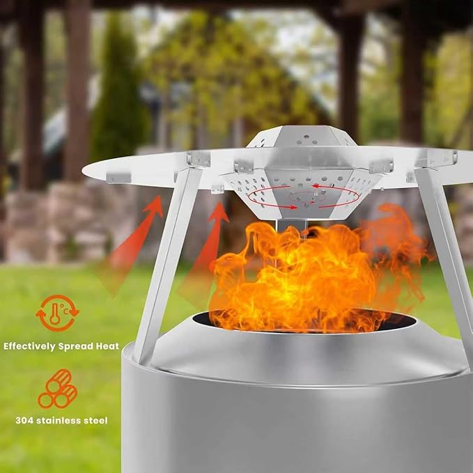 Heat Deflector for Solo Stove Bonfire 19.5",304 Stainless Steel Heat Diffuser with Handle&Legs,Heat Radiation for Wider Warmth Area,Compatible with Bonfire 19.5"Outdoor Fire Pits,for Backyard,Camping