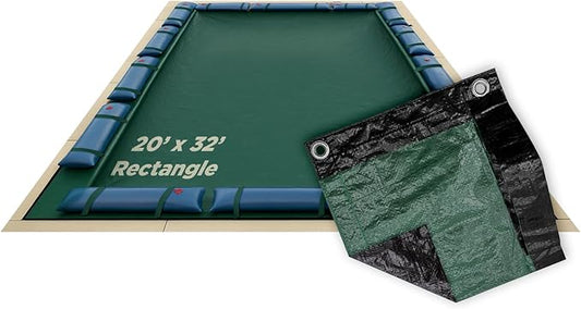 Buffalo Blizzard Supreme Plus 20 ft x 32 ft Rectangular Winter Pool Cover | Green/Black | Heavy Duty for Above Ground Swimming Pools | Easy Install | Cold & UV Resistant | Seasonal Debris Protection