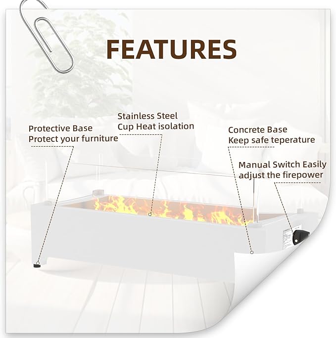Tabletop Propane Fire Pit-31.5 in,40,000 BTU Stainless Rectangle Propane Table Top Fire Pit, Suitable for Outdoor, Patio, Balcony, w/Wind Glass Shield&Crystal Stone-Silver