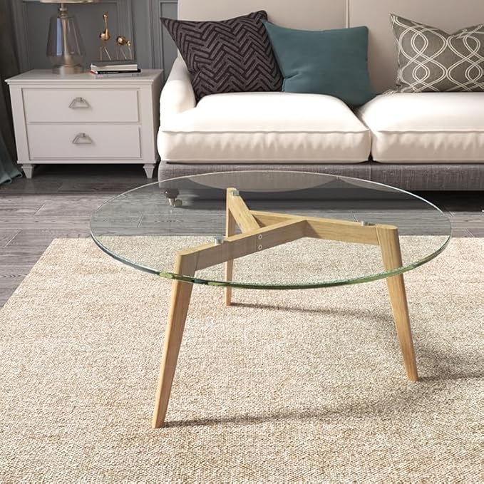 Royalty 54" Inch Round Tempered Glass Table Top – Clear Table Top Glass – Useful for Replacement, Tabletop Protector, Patio, Dining, Coffee, Desks - 1/2" Thick Flat Polished Edge