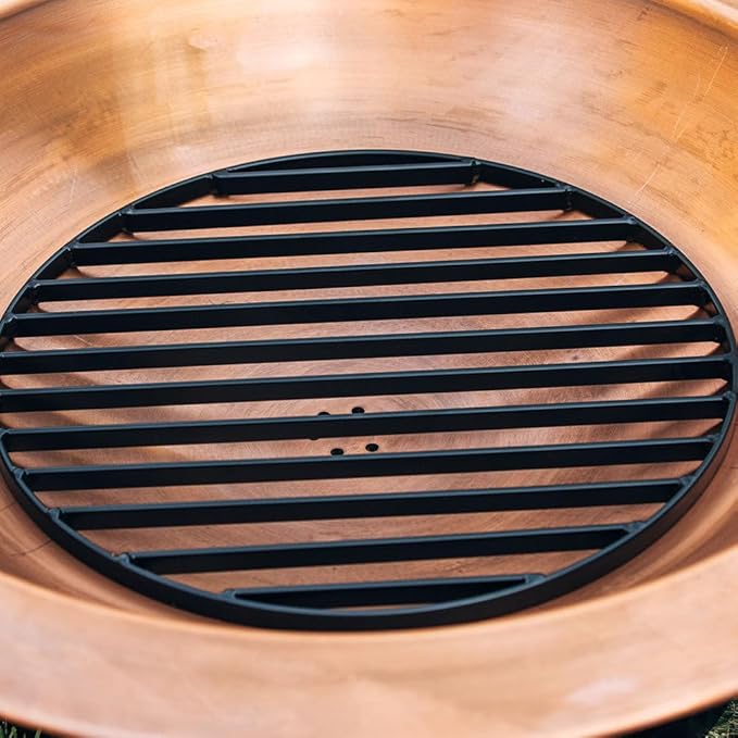 Ash & Ember 40" Copper Outdoor Fire Pit with Solid Steel Base, Grate and Fire Iron Tool Included, Perfect for Backyard Fires and Gatherings