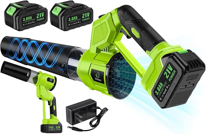 Cordless Leaf Blower,Rechargeable Leaf Blower,21V Cordless Electric Blower with 2 Batteries & Charger,4 Speed Modes, Rotable Handle Design, for Patio Cleaning,Yard, Blowing Leaves,Dust or Snow
