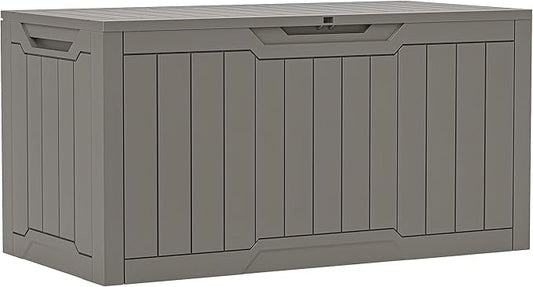 YITAHOME 100 Gallon Resin Deck Box, Weather Resistant Outdoor Storage Box, Lockable Indoor Outdoor Storage for Supplies and Essentials, Taupe
