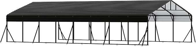 20 x 40 FT Metal Carport with Galvanized Steel Roof, Heavy Duty Metal Roof Carport with Enhanced Base, Tall MetalCarport Kits Garage for Tractors, Trucks, Boats, Cars