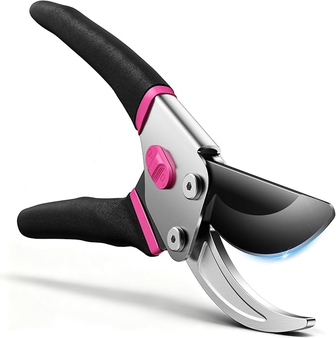 Bypass Pruning Shears for Gardening, 8.5" Professional Hand Pruners, Garden Clippers Heavy Duty Pruning Scissors for Trimming Plant Flower Branch, 【SK5 Steel Blade】【Ergonomic】【Built-in Spring】