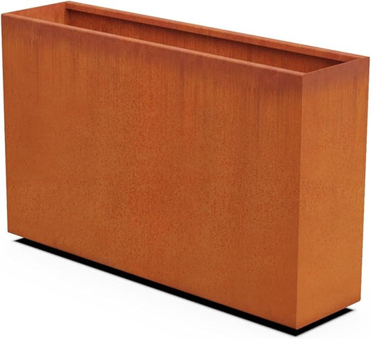 Plantercraft Large Rectangular Planters for Outdoor Plants - 48x12x30 Corten Steel Planter | Extra Large Planters Outdoor for Privacy Screen & Patio | Heavy Duty Metal Planter Rectangle