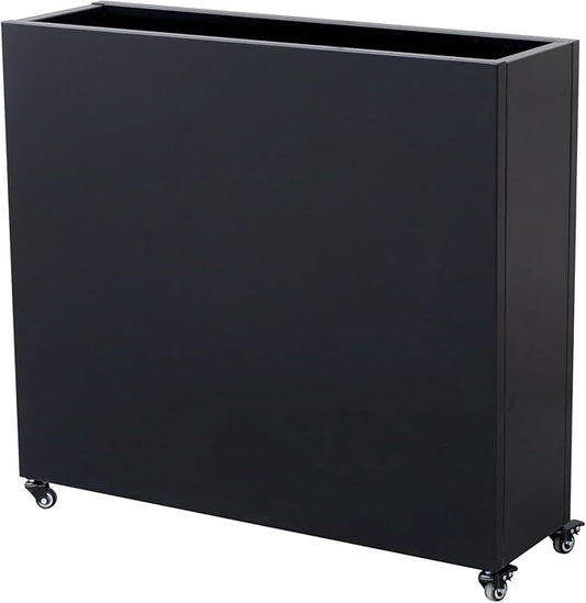 Modern Metal Planter Box with Lockable Wheels – 40” x 36” x 12” – Sleek Indoor/Outdoor Divider for Plants & Flowers – Durable Powder-Coated Steel with Minimalist Design