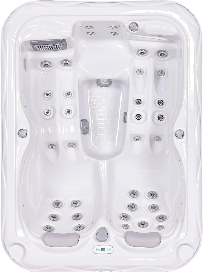 Bueno Spa Atlanta 3 - Person 37- Jet Acrylic Hot Tub in Ice White with New Arctic Max Insulation, Ozonator, and Cover in Ice White