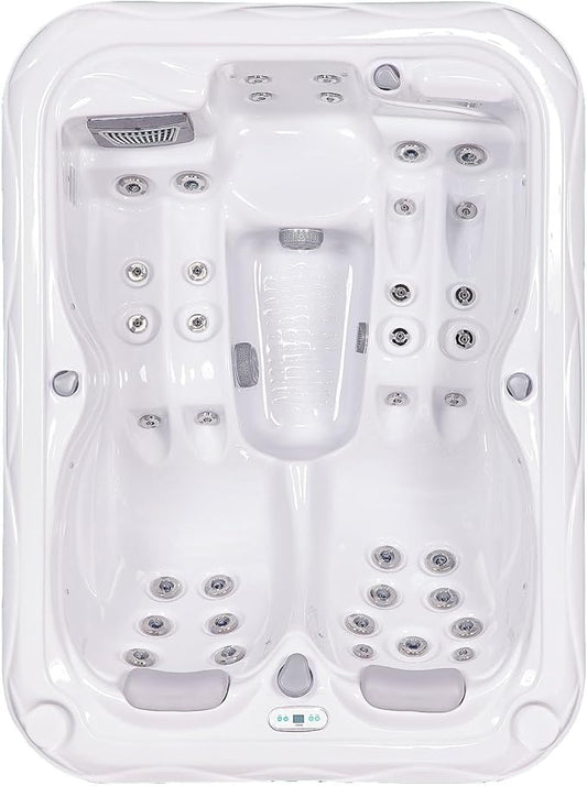 Bueno Spa Atlanta 3 - Person 37- Jet Acrylic Hot Tub in Ice White with New Arctic Max Insulation, Ozonator, and Cover in Ice White
