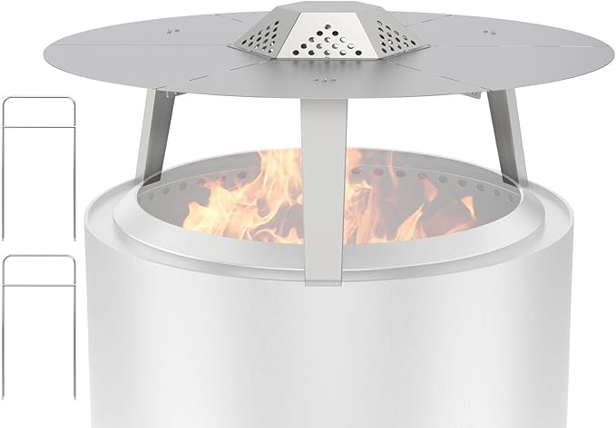 Fire Pit Heat Deflector for Solo Stove Yukon 27" Accessories, Portable Heat Diffuser for Solo Yukon & 27" Other Firepit for Firepit Captures & Redirects Warmth 304 Stainless Steel with Carrying Handle