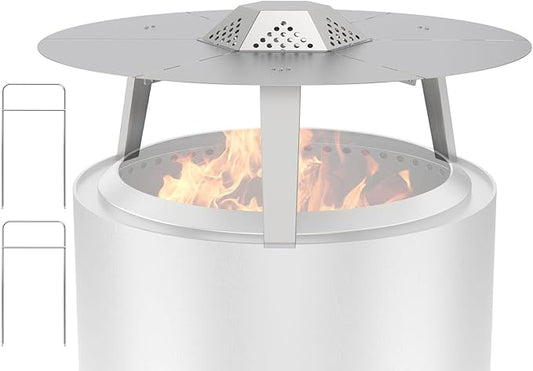 Fire Pit Heat Deflector for Solo Stove Yukon 27" Accessories, Portable Heat Diffuser for Solo Yukon & 27" Other Firepit for Firepit Captures & Redirects Warmth 304 Stainless Steel with Carrying Handle