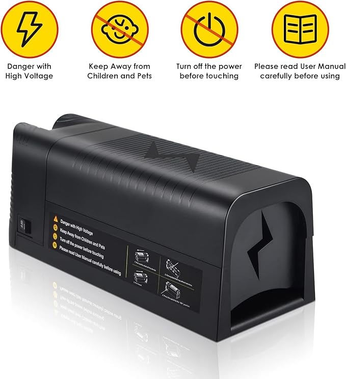 Electric Mouse Trap Zapper,Rechargeable Rat Traps Indoor for Homes,Effective Fast Kill,Reusable Electric Rat Traps Outdoor Mice Rodent Zapper Mouse Trap Killer for Attic Warehouse Kitchen,No Touch