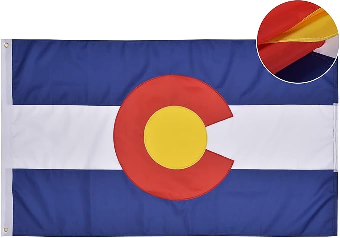 VICDRIA Colorado State Flag 4x6 Ft Deluxe Full Embroidered Premium Polyester Durable CO Outside Flag with Sewn Stripes and Brass Grommets for Indoor/Outdoor