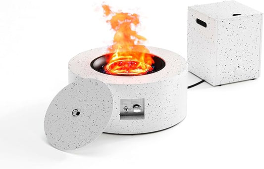 Outdoor Fire Pit Table Propane Gas Fire pits & Outdoor Fireplaces 30'' Round Firepit Table, 50,000 BTU Fire Table for Patio Set, Speckled White
