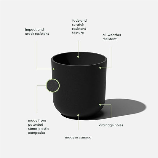 Veradek Round Black Plastic Planter Pots for Indoor/Outdoor Garden Use, with Drainage Holes, Suitable for Small to Large Succulent Plants, Flowers, Modern Interior Plants