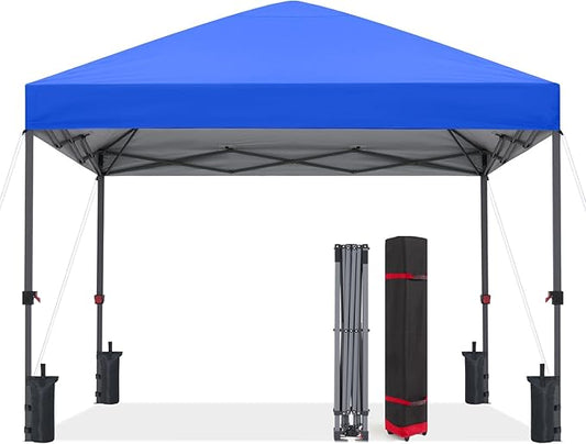 ABCCANOPY 10x10 Pop Up Canopy - Outdoor Patio Portable Canopy Tent Gazebo Heavy Duty for Backyard and Deck with 4 Sandbags and 8 Stakes(Blue)